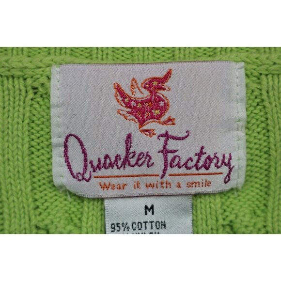Quacker Factory Lime Green Short Sleeve Sweater-Medium-Sequins - Picture 5 of 10